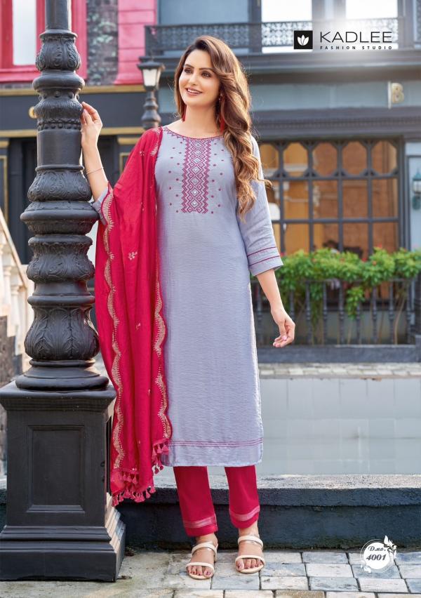 Kadlee Mannat Fancy Viscose Kurti With Bottom Dupatta Collection